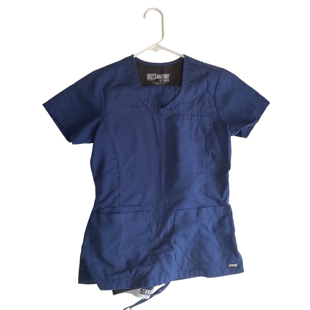 Greys Anatomy by Barco Active Top & Bottom Set Blue V-Neck Medical Uniform Small